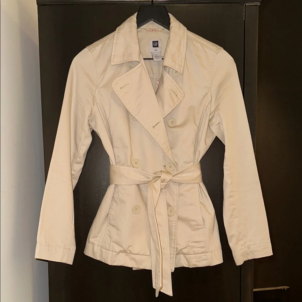 GAP Vintage Cream Tailored Trench Coat with Belted Waist - Picture 2 of 6